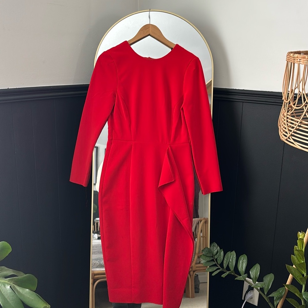 H&M Midi Red Dress • modern, chic • Size 6